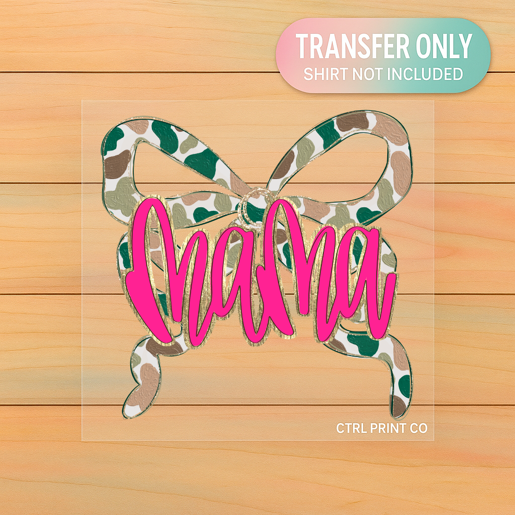Leopard Camo Mama Bow | Adult DTF Transfer | Ready to Press