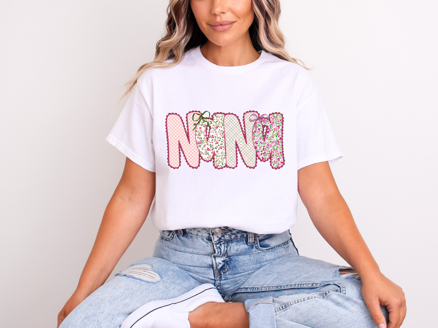 Floral Patchwork Nana| Adult DTF Transfer | Ready to Press