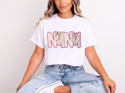 Floral Patchwork Nana| Adult DTF Transfer | Ready to Press
