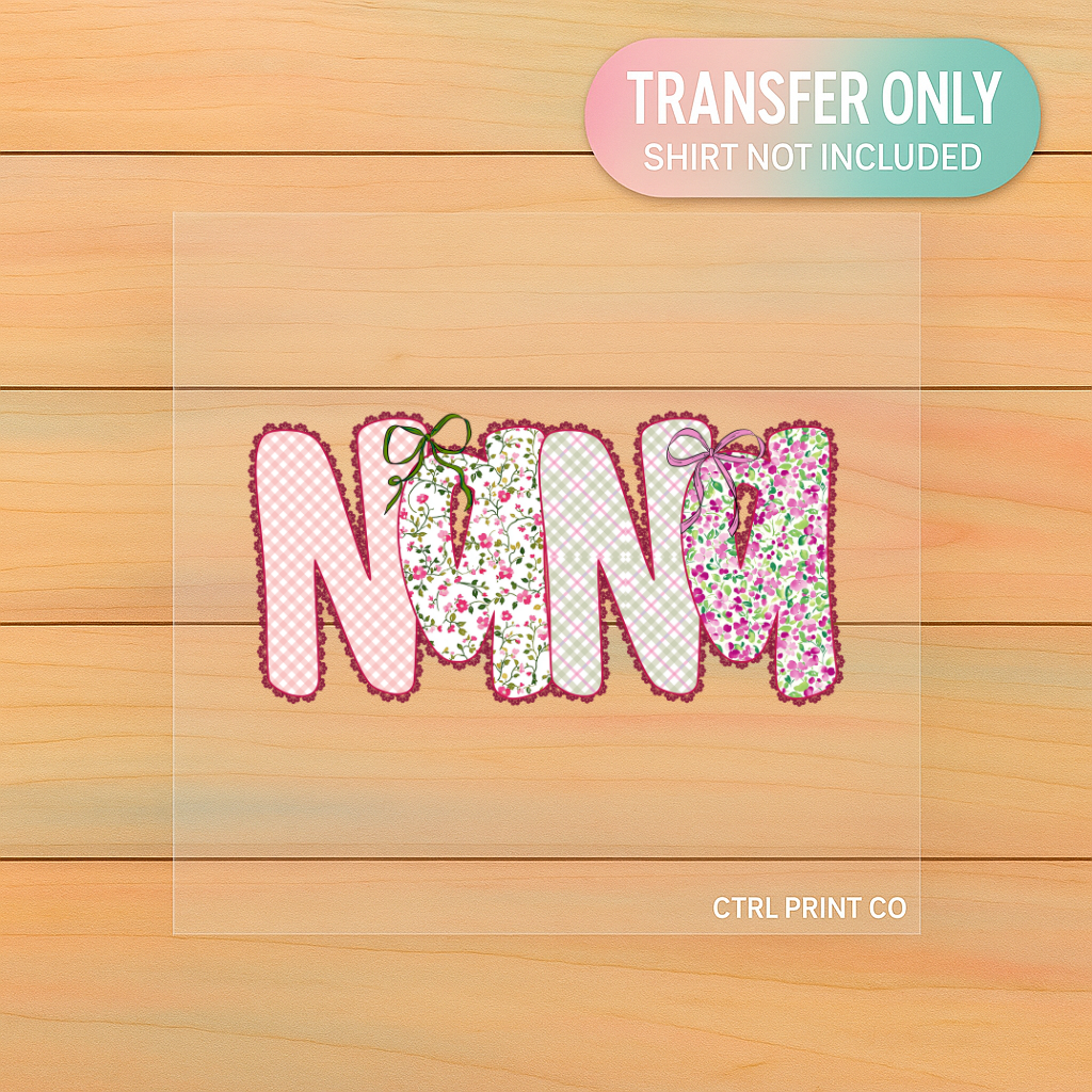 Floral Patchwork Nana| Adult DTF Transfer | Ready to Press