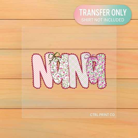 Floral Patchwork Nana| Adult DTF Transfer | Ready to Press