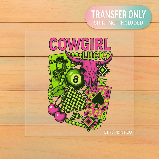 Cowgirl Lucky Neon Collage | Adult DTF Transfer | Ready to Press