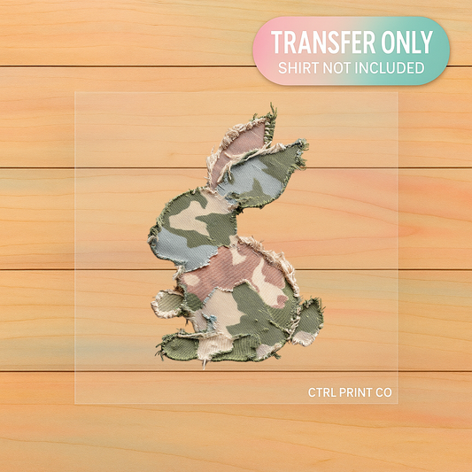 Distressed Camo Bunny | Adult DTF Transfer | Ready to Press