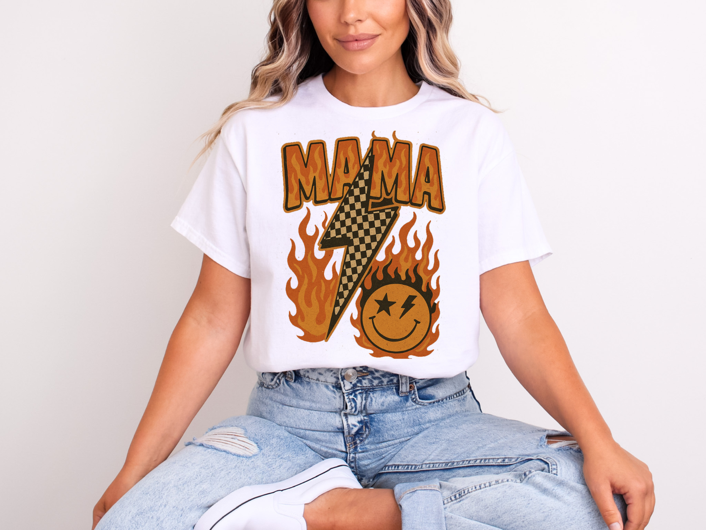 Flame Mama Lightning Bolt | Adult DTF Transfer | Ready to Press