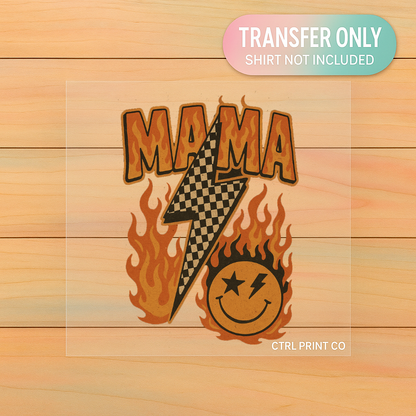 Flame Mama Lightning Bolt | Adult DTF Transfer | Ready to Press