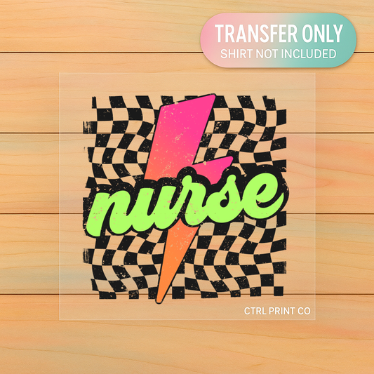 Neon Lightning Nurse | Adult DTF Transfer | Ready to Press