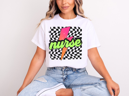 Neon Lightning Nurse | Adult DTF Transfer | Ready to Press