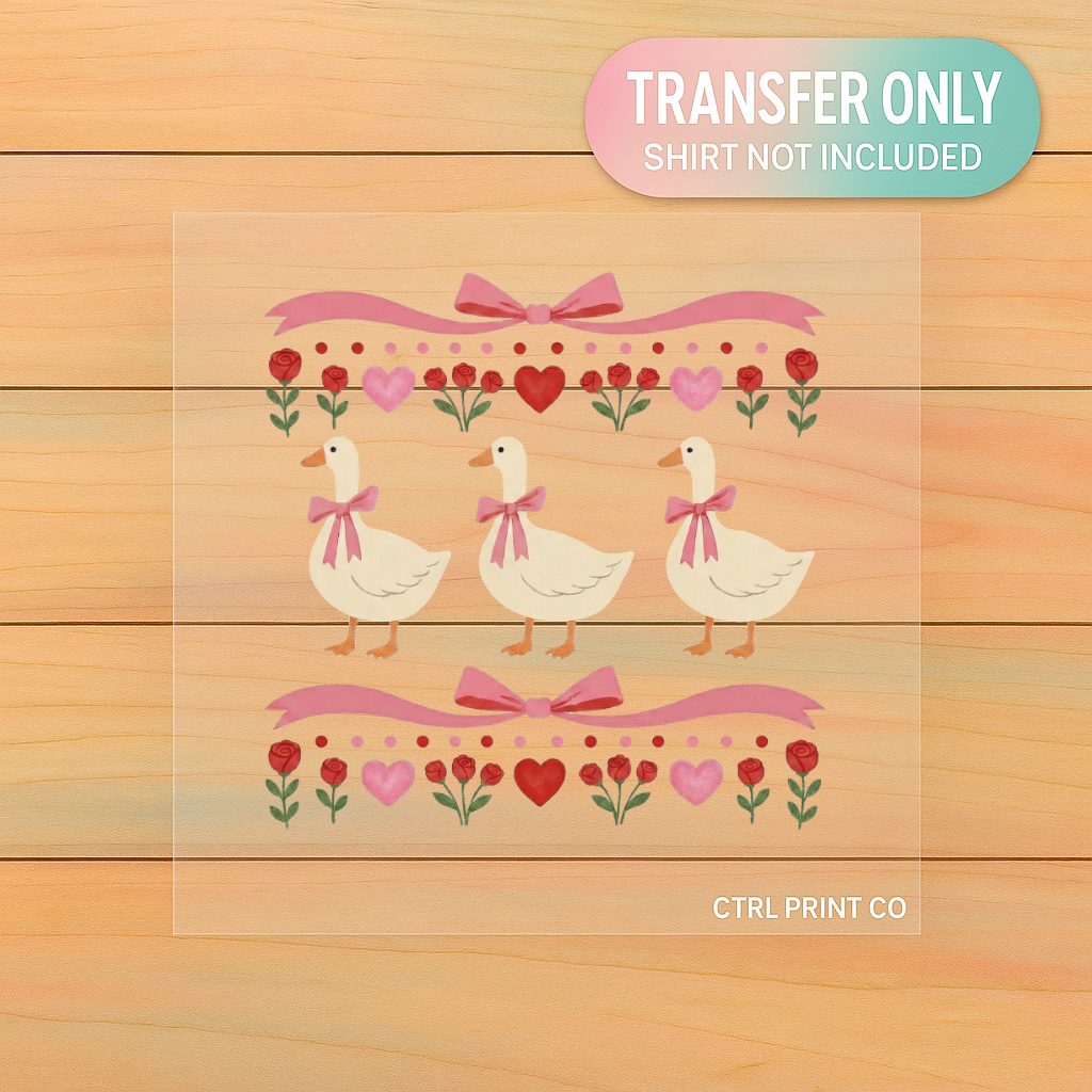 Sweetheart Goose Trio | Adult DTF Transfer | Ready to Press