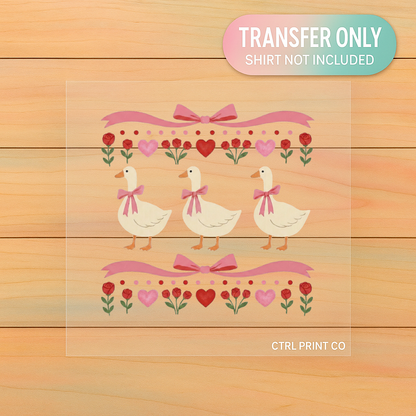 Sweetheart Goose Trio | Adult DTF Transfer | Ready to Press