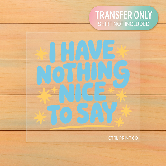 I Have Nothing Nice To Say Retro | Adult DTF Transfer | Ready to Press