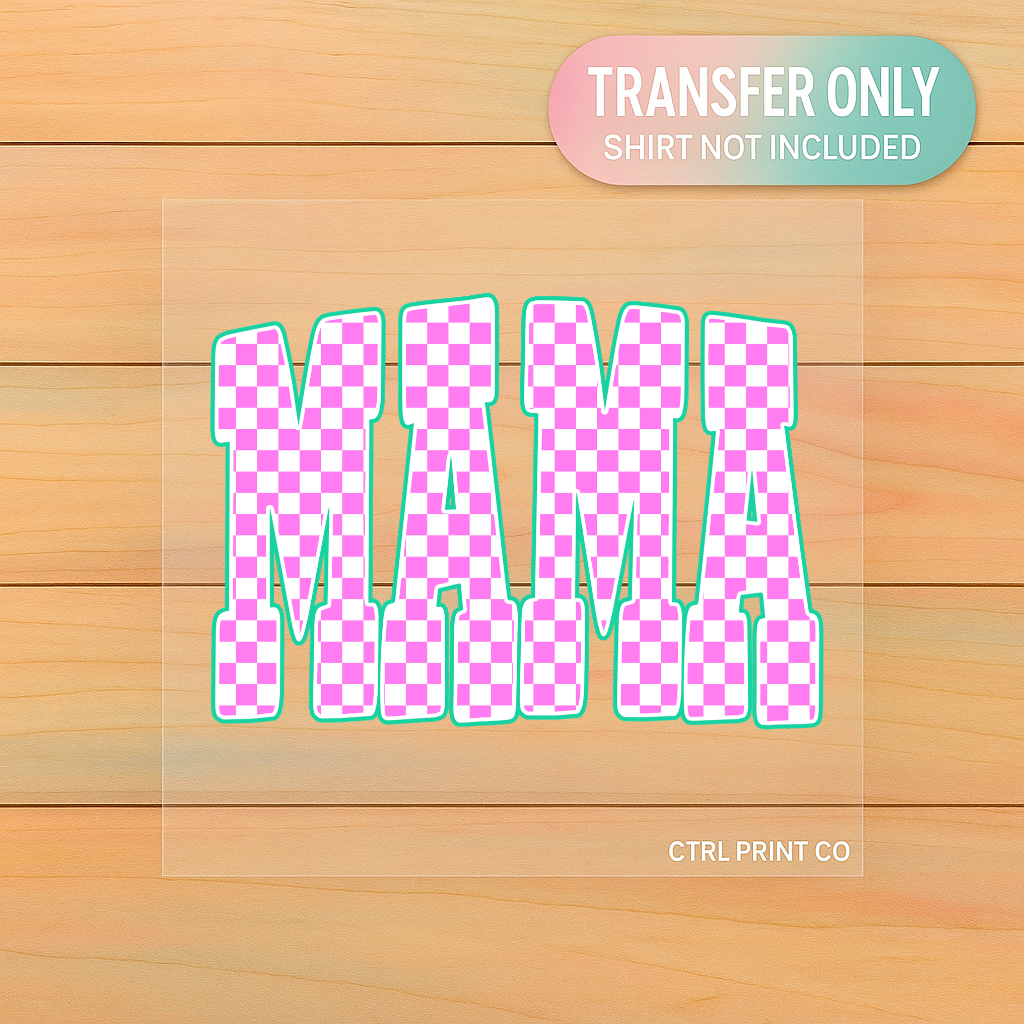 Pink Checkered Mama Retro | Adult DTF Transfer | Ready to Press