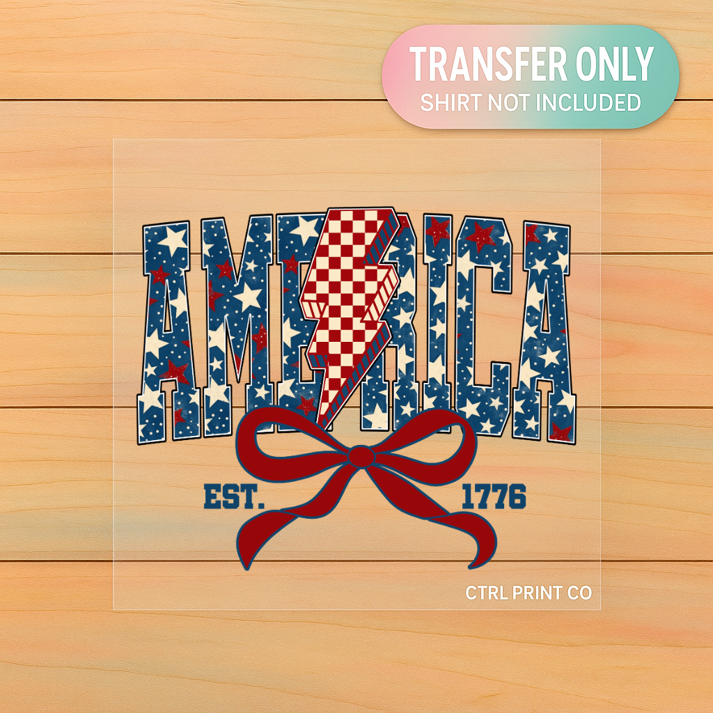 Americana Lightning Bow 1776 | Adult DTF Transfer | Ready to Press