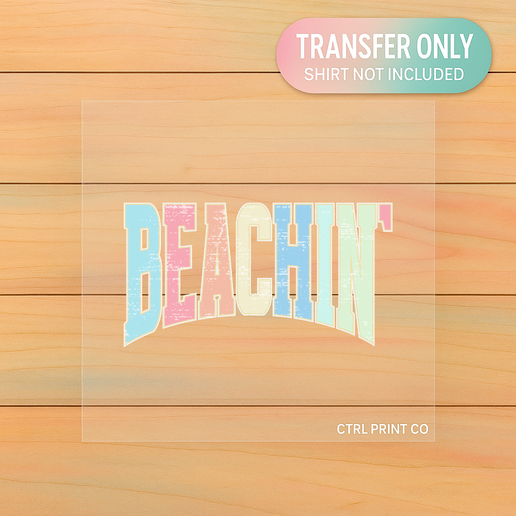 Pastel Beachin Vintage Text | Adult DTF Transfer | Ready to Press