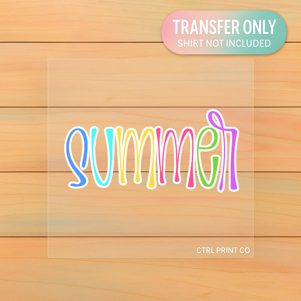 Summer Rainbow Script | Adult DTF Transfer | Ready to Press