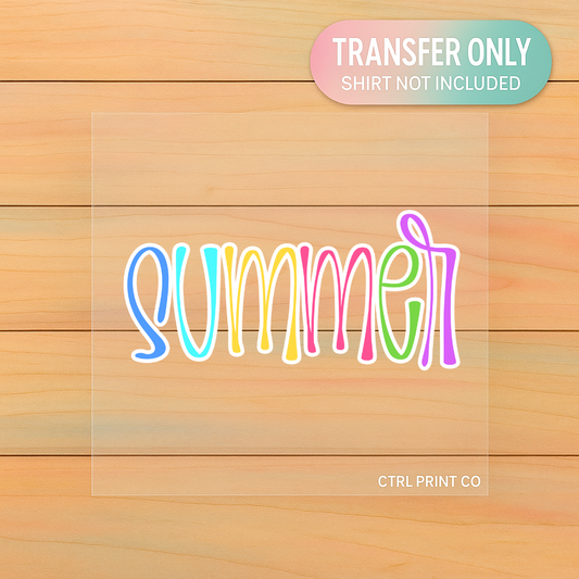 Summer Rainbow Script | Adult DTF Transfer | Ready to Press
