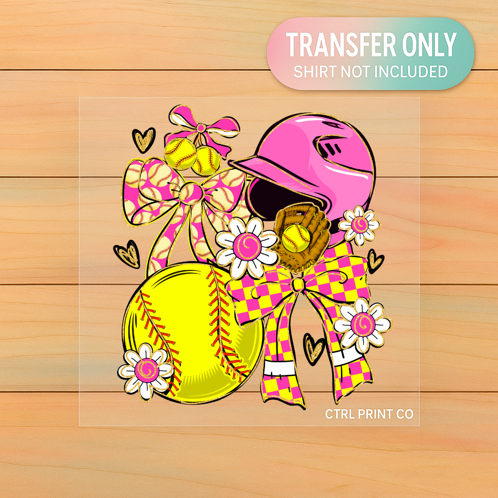 Softball Coquette Bow Helmet | Adult DTF Transfer | Ready to Press