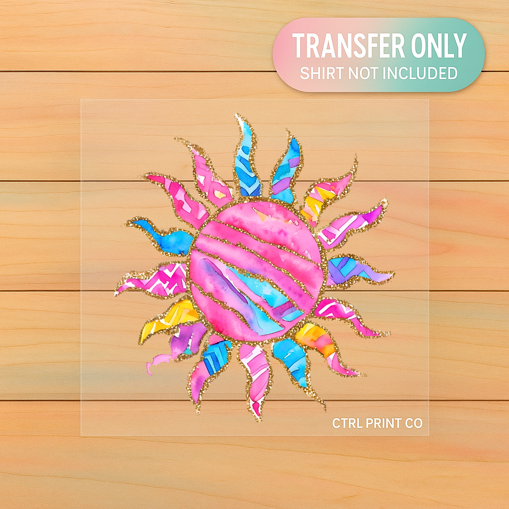 Watercolor Glitter Sunshine | Adult DTF Transfer | Ready to Press