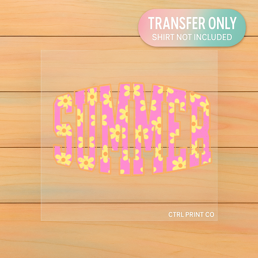 Floral Summer Retro Font | Adult DTF Transfer | Ready to Press