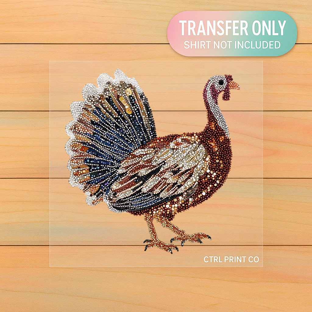 Glam Rhinestone Turkey | Adult DTF Transfer | Ready to Press