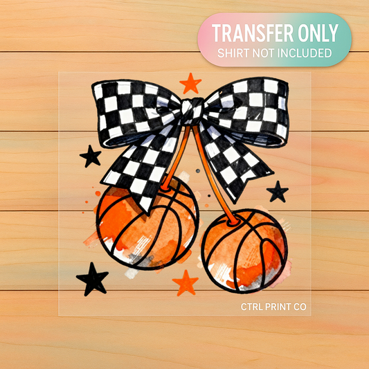 Basketball Bow Cherries Graphic | Adult DTF Transfer | Ready to Press