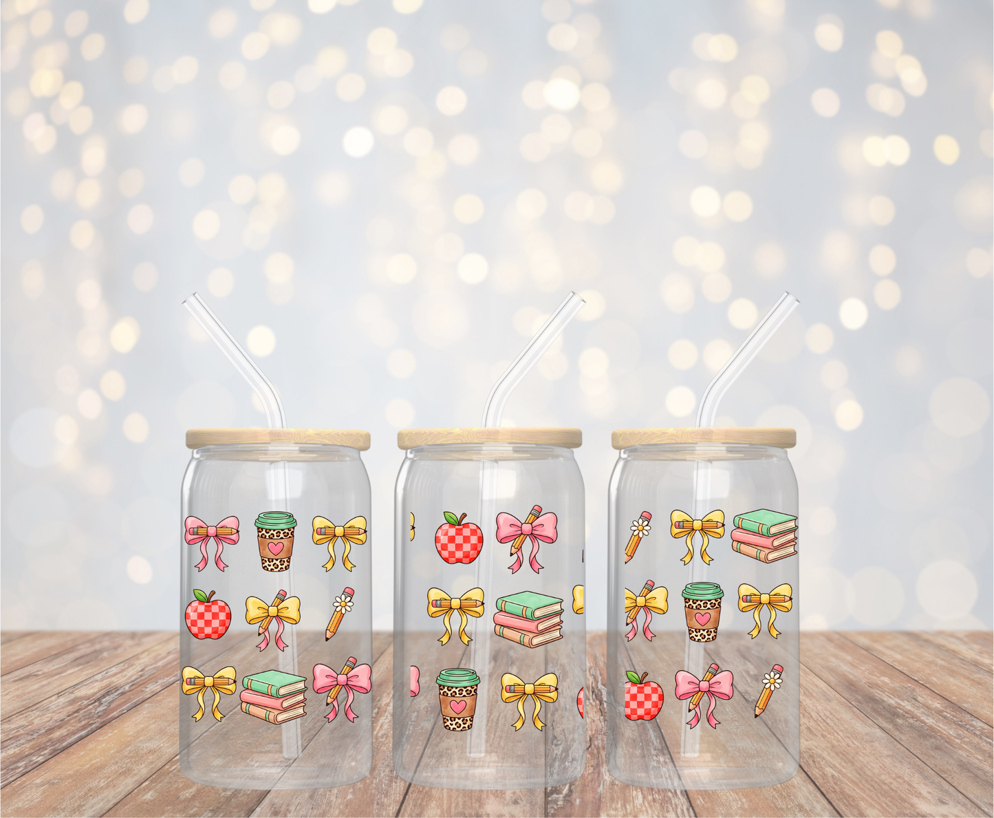 Chalk Dust & Bows | UV DTF Cup Wrap | 16 oz | Ready to Apply