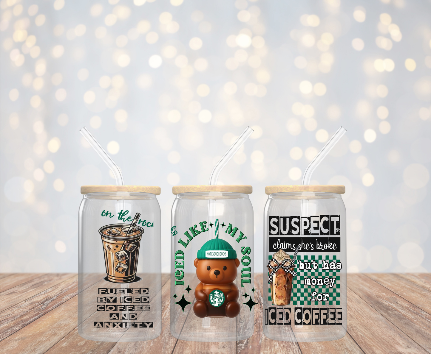 Iced Coffee | UV DTF Cup Wrap | 16 oz | Ready to Apply