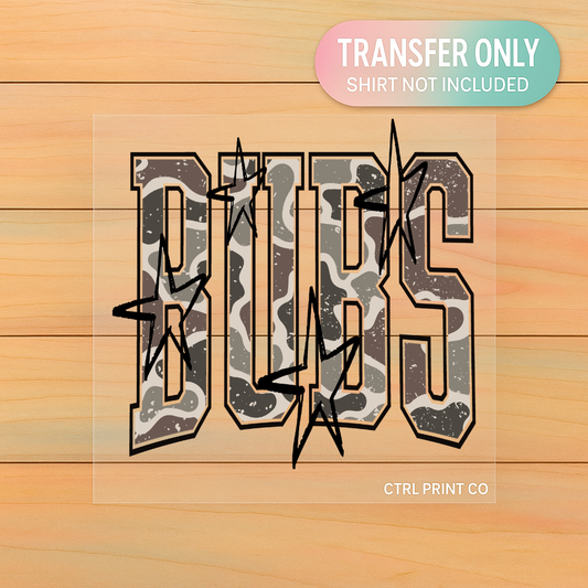Camo Bubs Varsity Stars | Youth DTF Transfer | Ready to Press | 7 inch