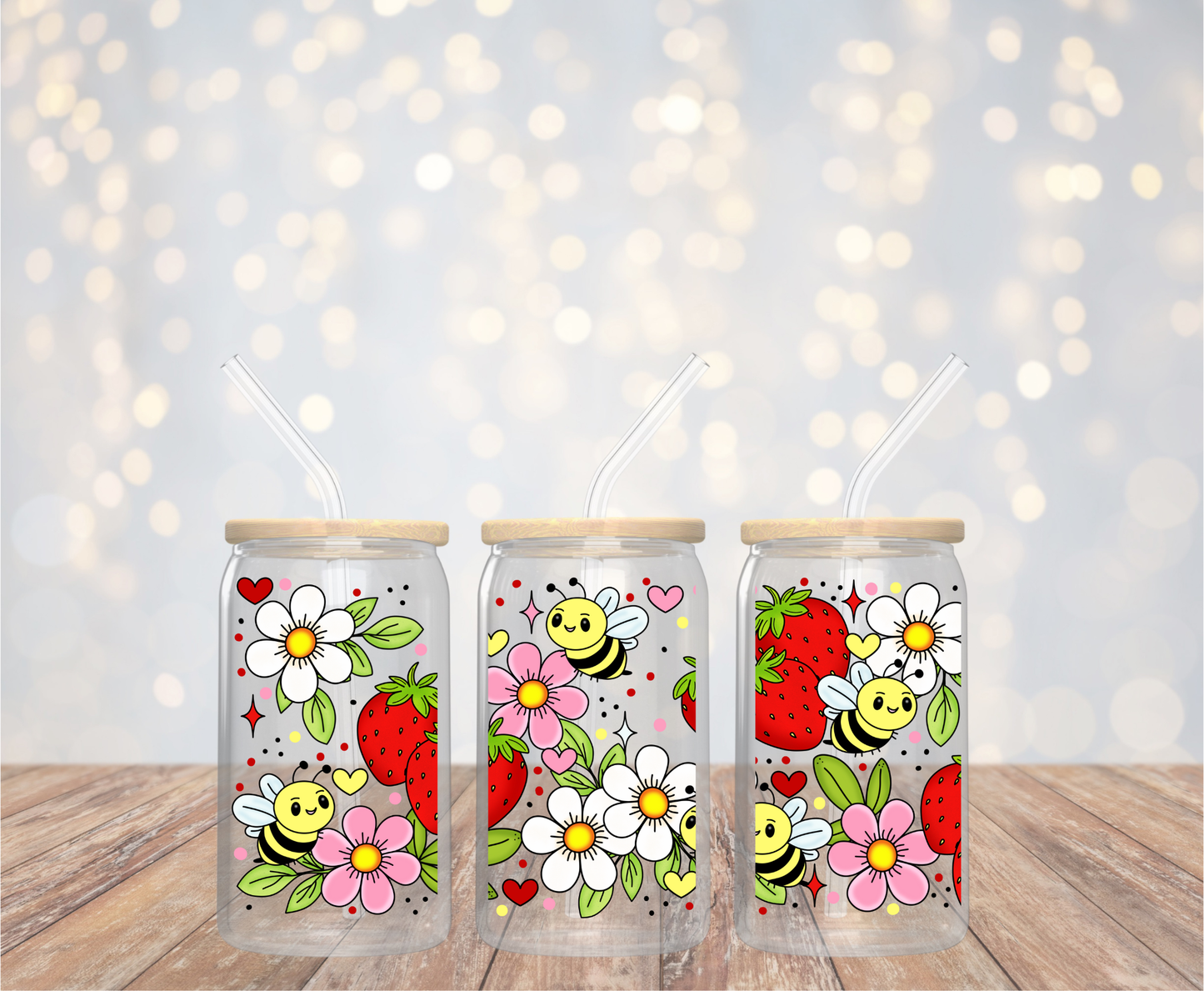 Berry Sweet Buzz | UV DTF Cup Wrap | 16 oz | Ready to Apply