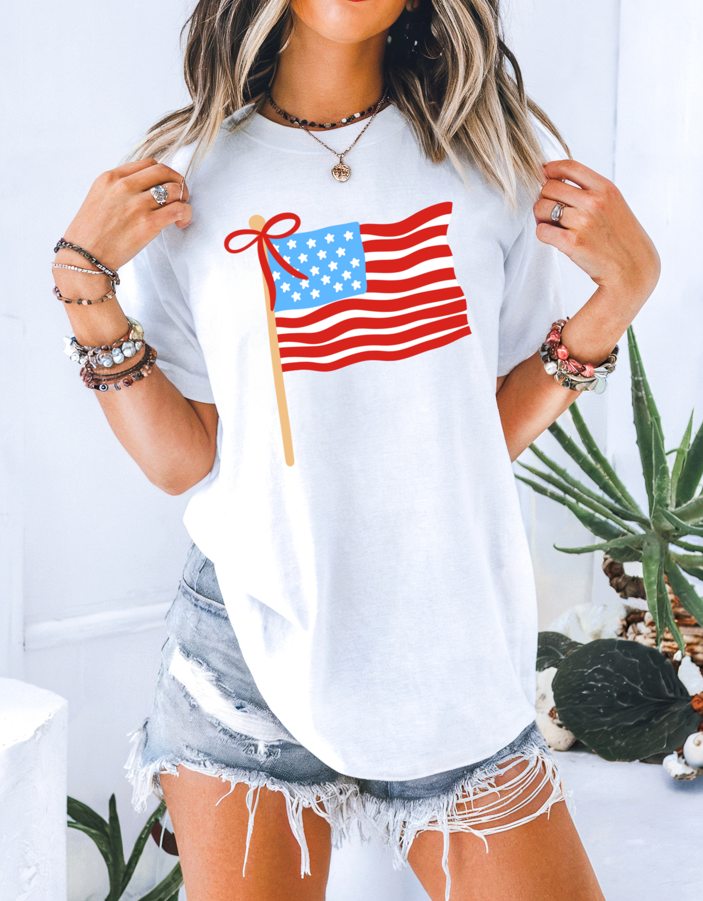 Patriotic Bow Flag | Adult DTF Transfer | Ready to Press