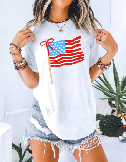 Patriotic Bow Flag | Adult DTF Transfer | Ready to Press