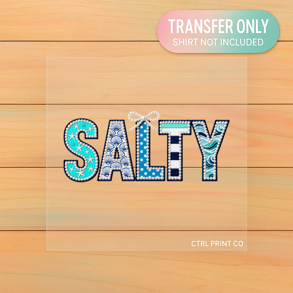 Salty Pearl Patchwork | Adult DTF Transfer | Ready to Press