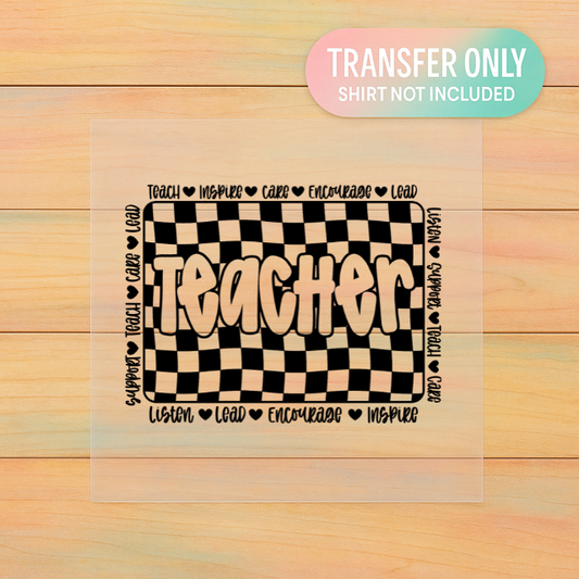 Teacher Checkerboard | Adult DTF Transfer | Ready to Press