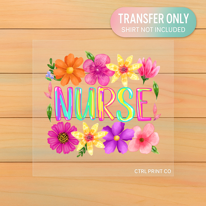 Colorful Floral Nurse | Adult DTF Transfer | Ready to Press
