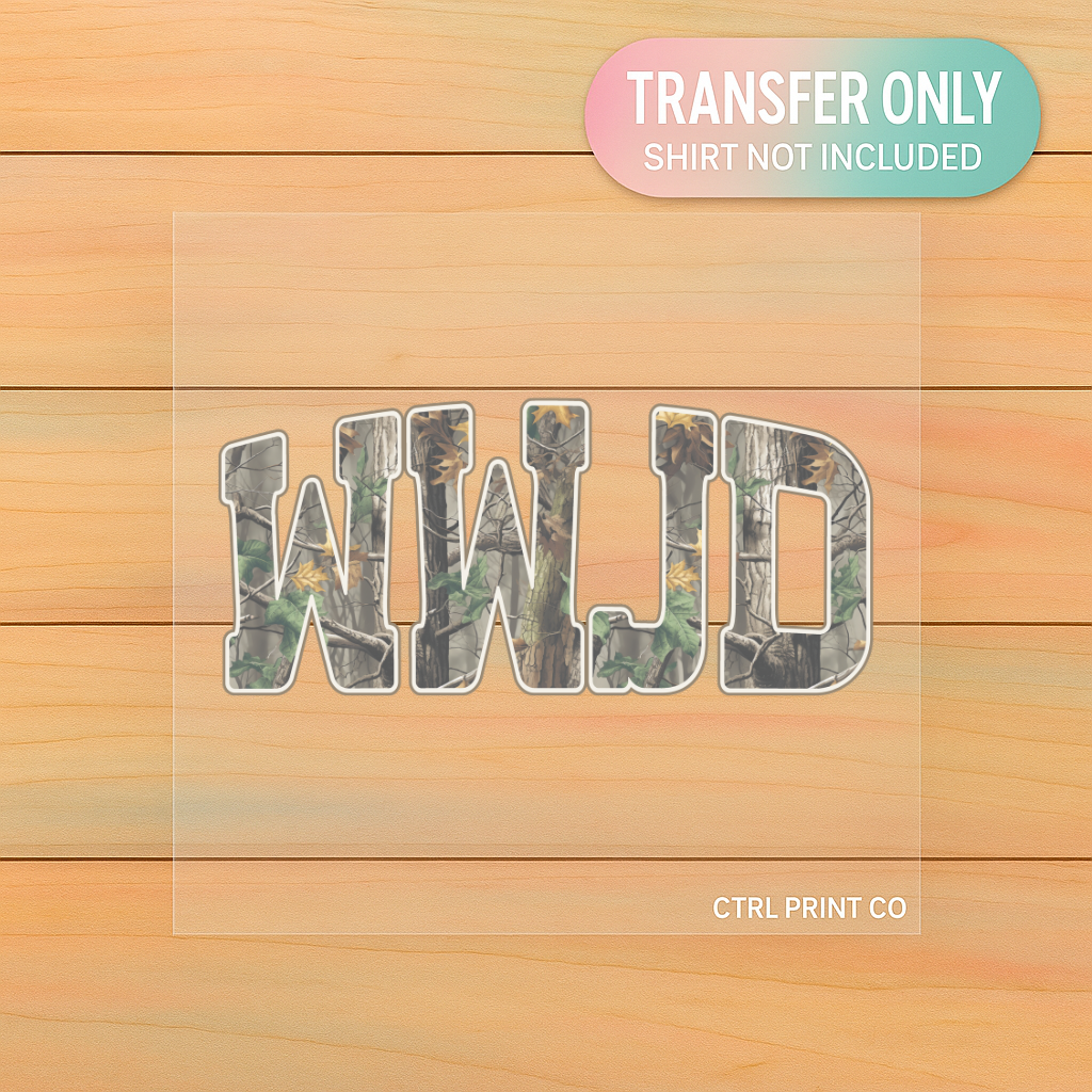 Camo WWJD | Adult DTF Transfer | Ready to Press