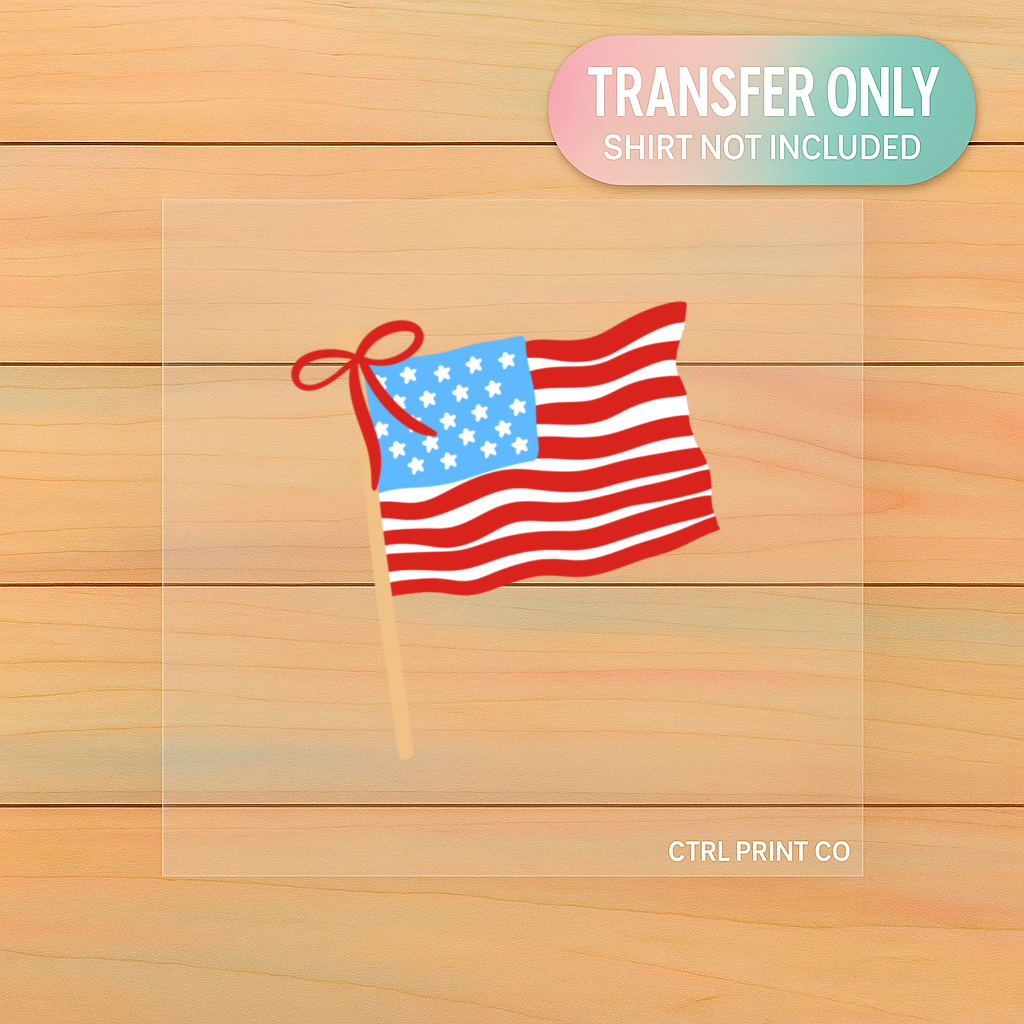 Patriotic Bow Flag | Adult DTF Transfer | Ready to Press