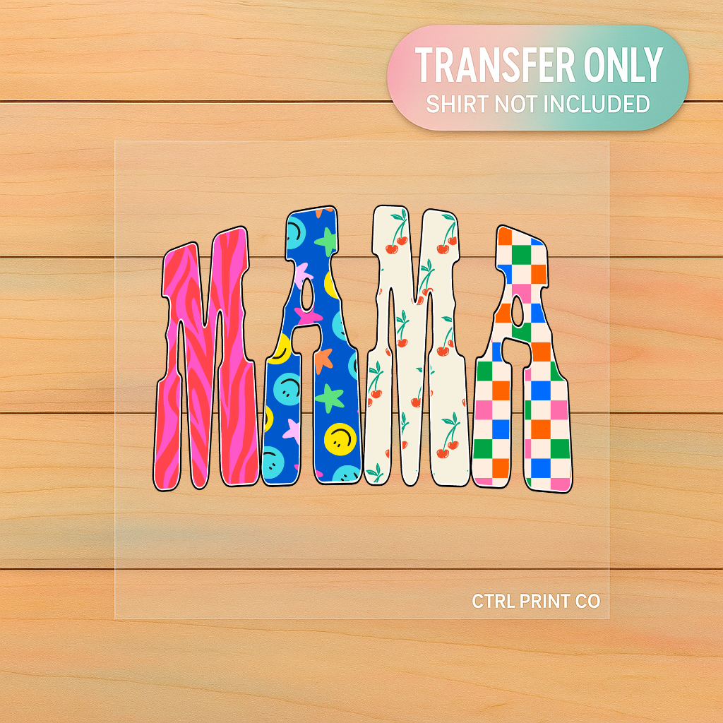 Patterned Mama Letters | Adult DTF Transfer | Ready to Press