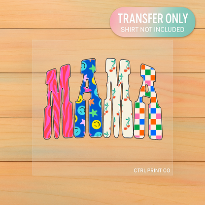 Patterned Mama Letters | Adult DTF Transfer | Ready to Press