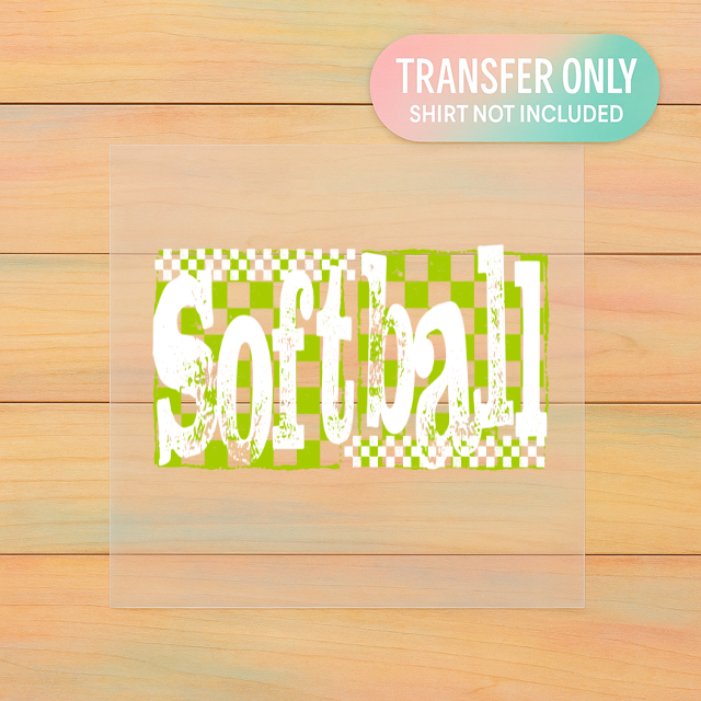Softball Checkered | Adult DTF Transfer | Ready to Press