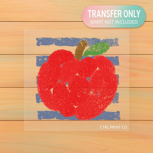 Vintage Teacher Apple Sketch | Adult DTF Transfer | Ready to Press