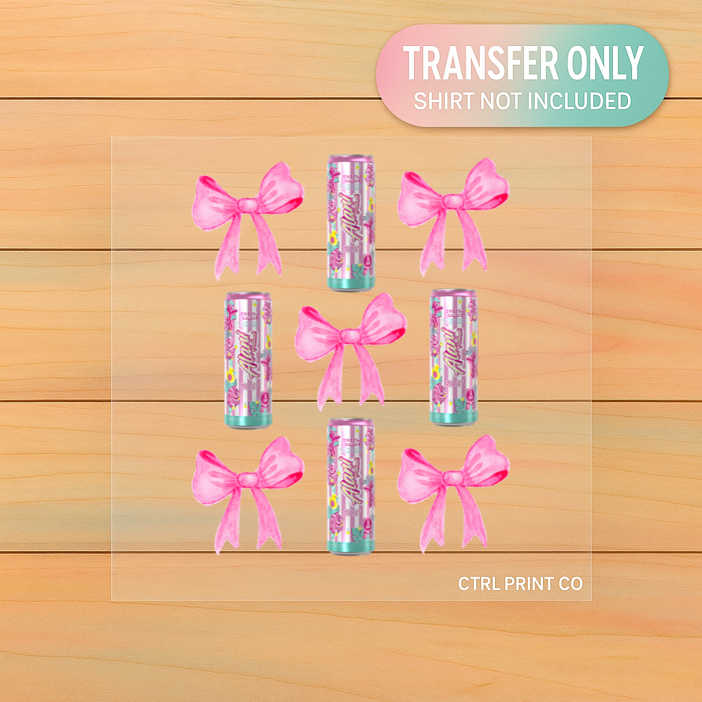 Pink Bow Energy Drink Aesthetic | Adult DTF Transfer | Ready to Press
