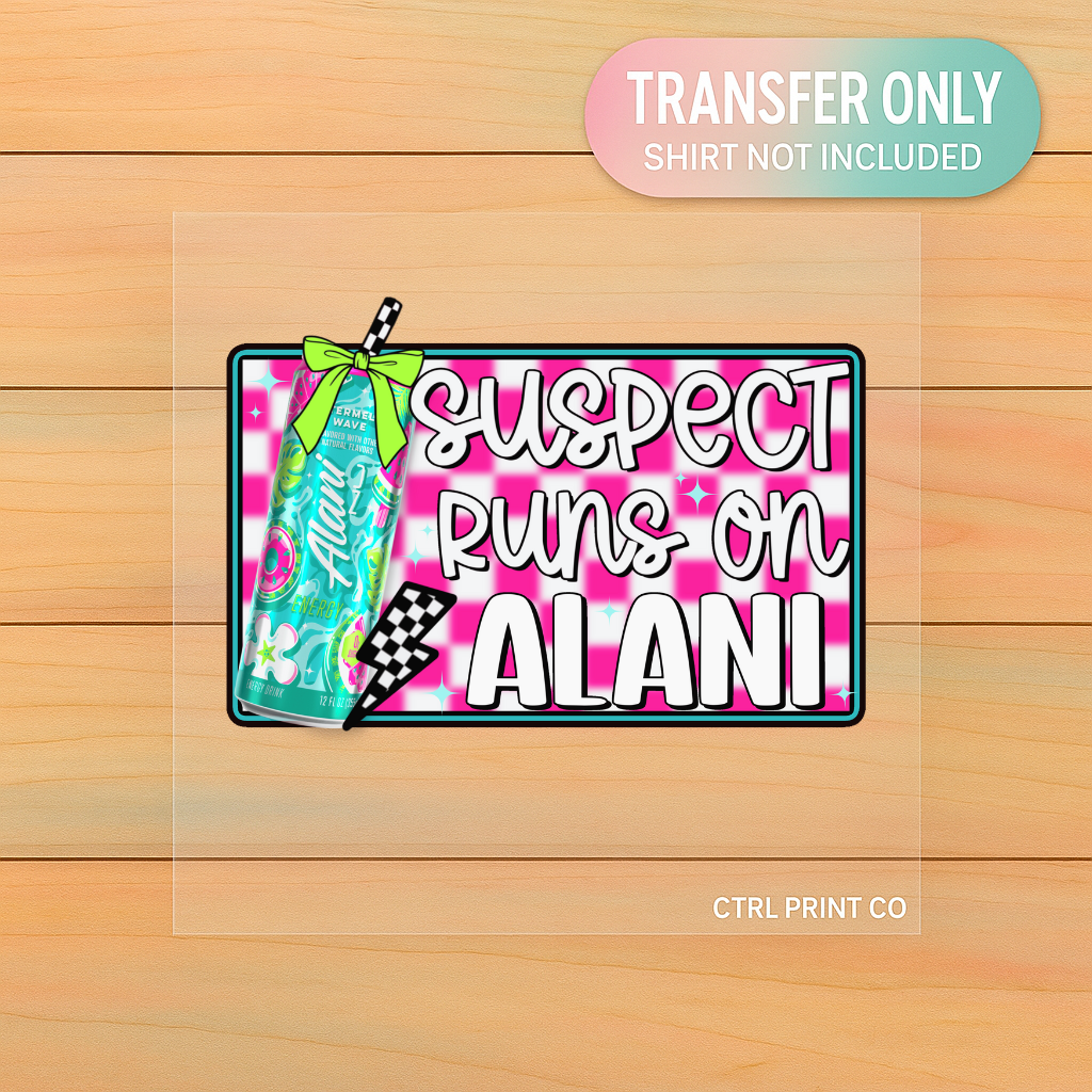 Suspect Runs on Sparkle Pop | Energy Drink DTF Transfer | Ready to Press