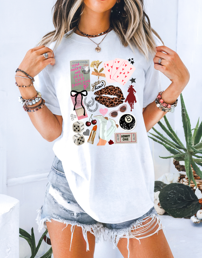 Retro Cowgirl Collage DTF Transfer | Western Disco Boot & Cherries Design | Y’allternative Aesthetic Print