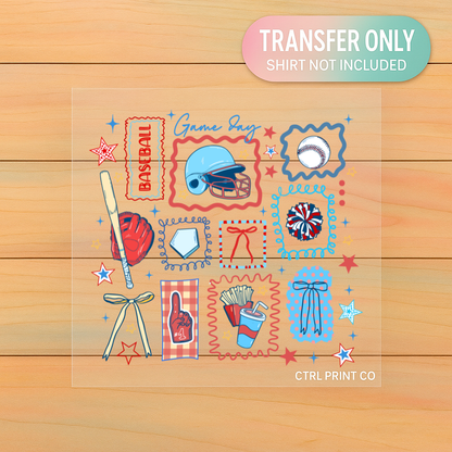 Game Day Baseball Patchwork | Adult DTF Transfer | Ready to Press