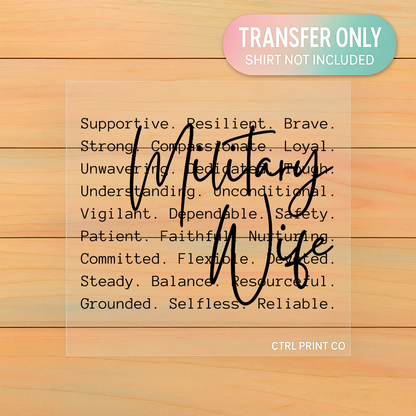 Military Wife Definition | Adult DTF Transfer | Ready to Press