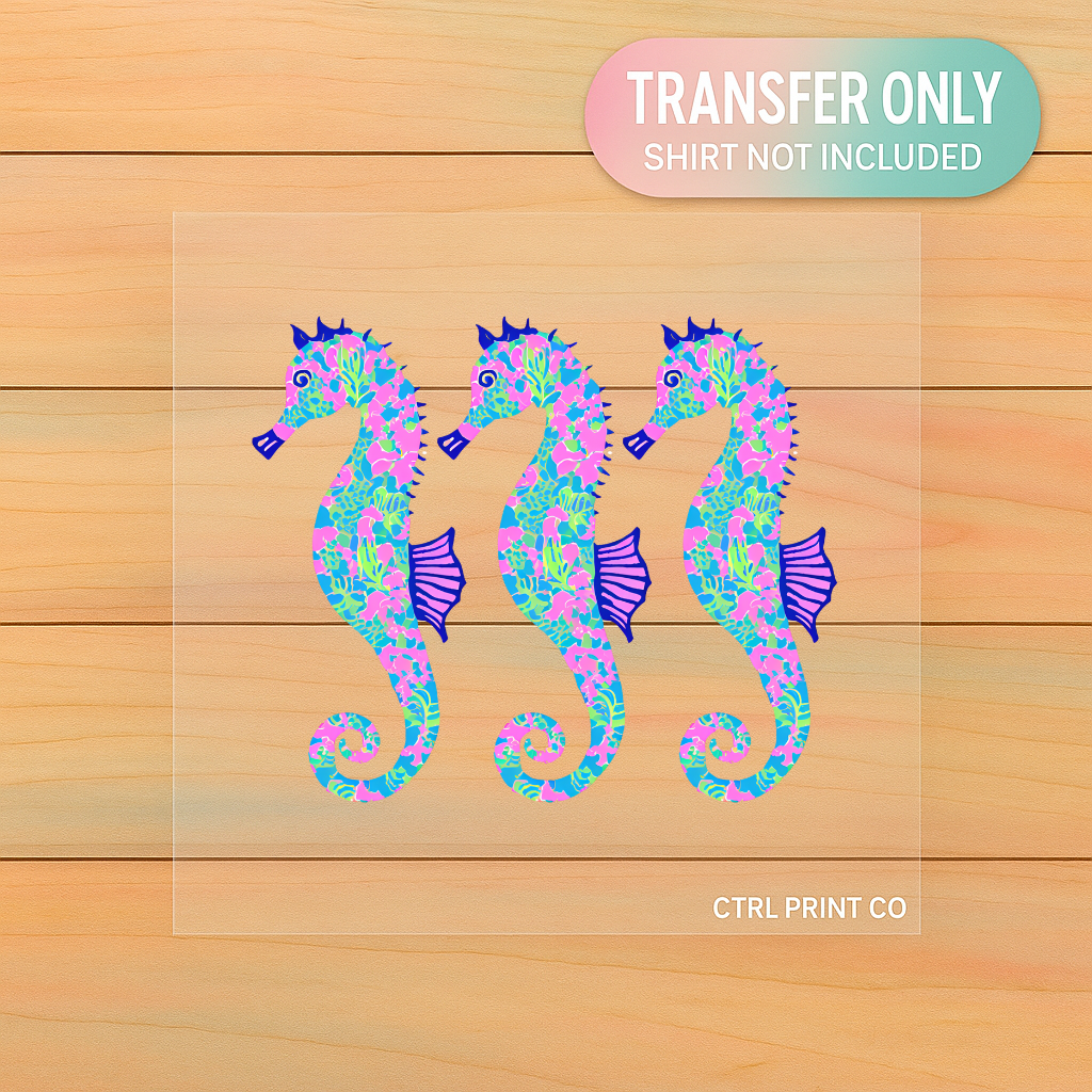 Coastal Seahorse Trio | Adult DTF Transfer | Ready to Press