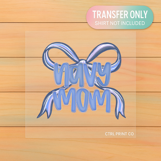 Navy Mom Bow | Adult DTF Transfer | Ready to Press