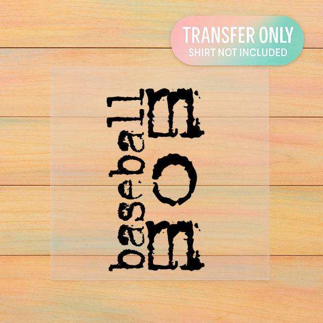 Distressed Baseball Mom Vertical | Simple Black DTF Transfer