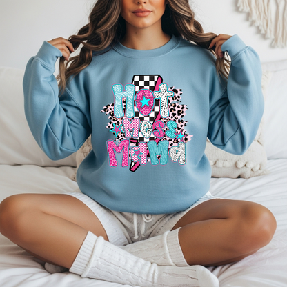 Hot Mess Mama Checkered – Adult DTF Transfer | Ready to Press Heat Transfer
