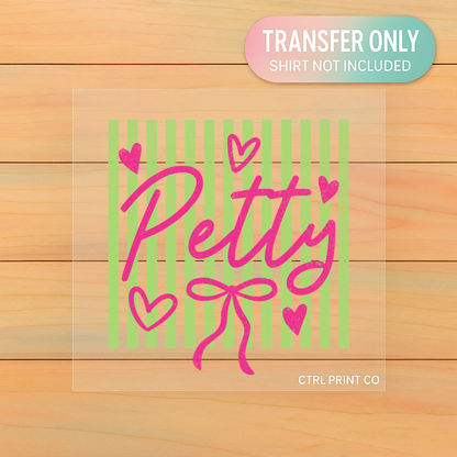 Petty Pink Script Bow | Adult DTF Transfer | Ready to Press