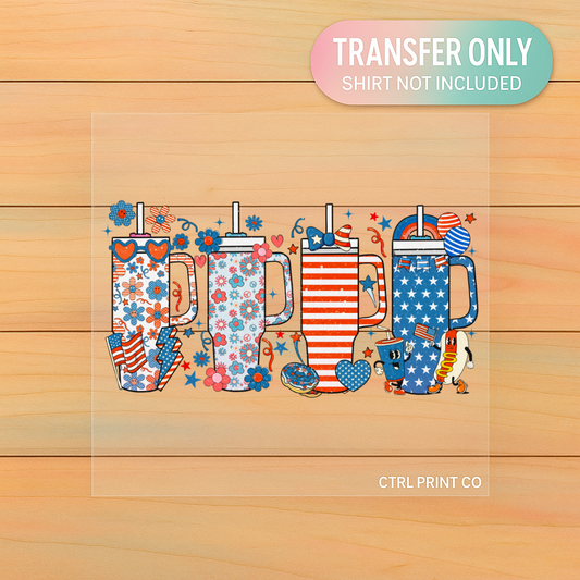Patriotic Tumbler Collage | Adult DTF Transfer | Ready to Press